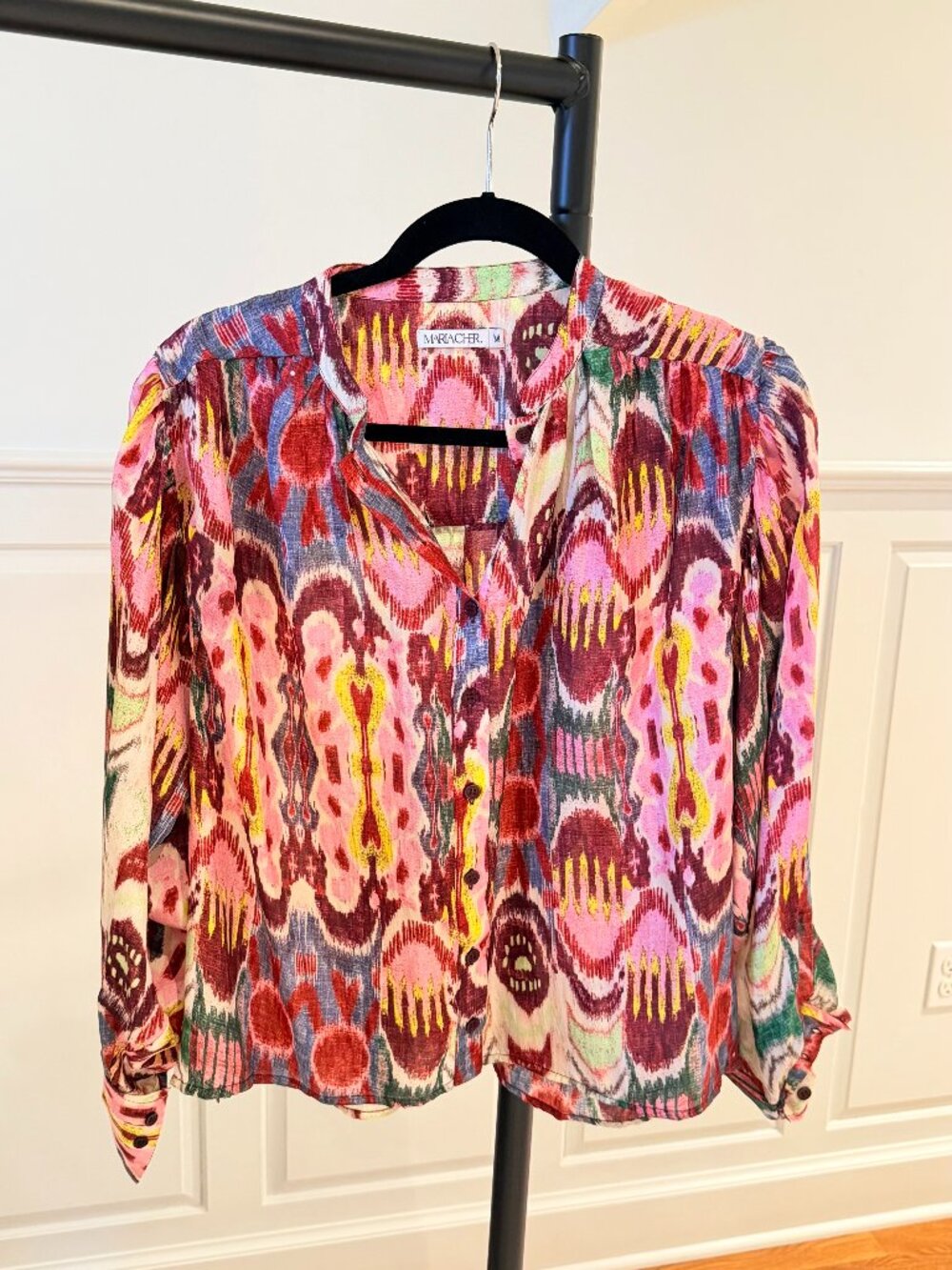MARIA CHER IKAT SILK BLOUSE SIZE M